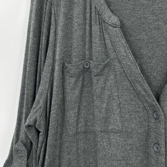 Torrid Gray Button Front Midi Dress Soft Tab Sleeve Pockets Womens Size 2 (2x) - Picture 12 of 12